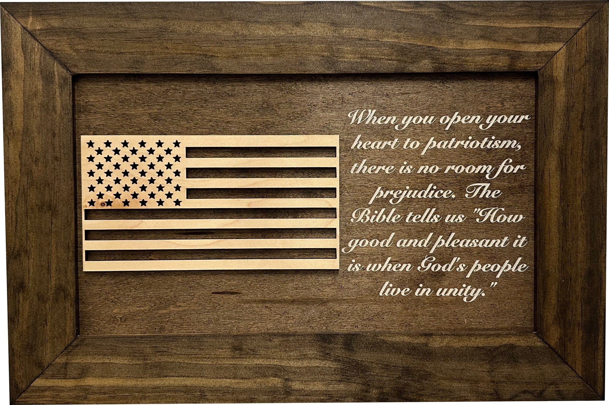American Flag & Patriotism Decorative & Secure Wall-Mounted Gun Cabinet (Jacobean & Natural) Armadillo Safe and Vault