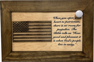 American Flag & Patriotism Decorative & Secure Wall-Mounted Gun Cabinet (Jacobean & Natural) Armadillo Safe and Vault