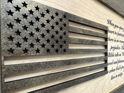 American Flag & Patriotism Decorative & Secure Wall-Mounted Gun Cabinet (Jacobean & Natural) Armadillo Safe and Vault