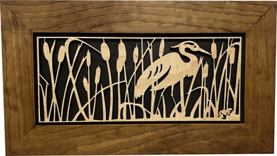 Decorative Gun Safe Heron in Cattails Wall-Mounted Gun Cabinet To Securely Store Your Gun In Plain Sight Armadillo Safe and Vault