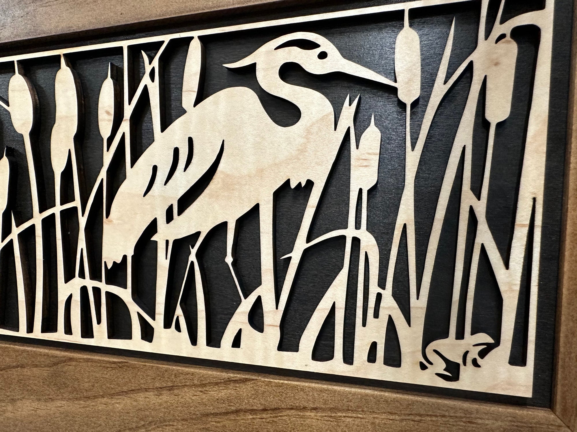 Decorative Gun Safe Heron in Cattails Wall-Mounted Gun Cabinet To Securely Store Your Gun In Plain Sight Armadillo Safe and Vault