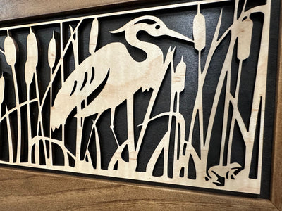 Decorative Gun Safe Heron in Cattails Wall-Mounted Gun Cabinet To Securely Store Your Gun In Plain Sight Armadillo Safe and Vault
