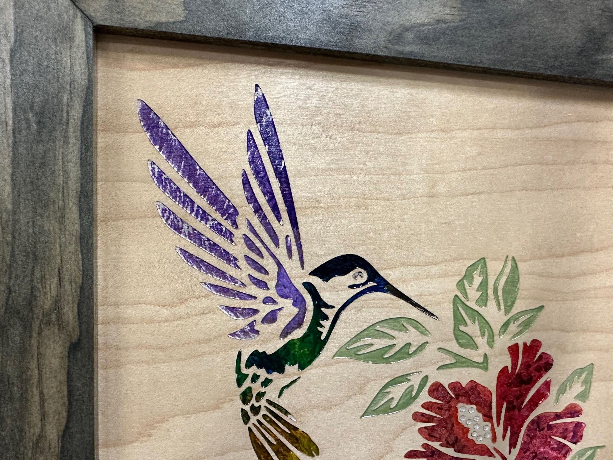 Decorative Wooden Gun Safe with Hummingbird and Hibiscus Armadillo Safe and Vault