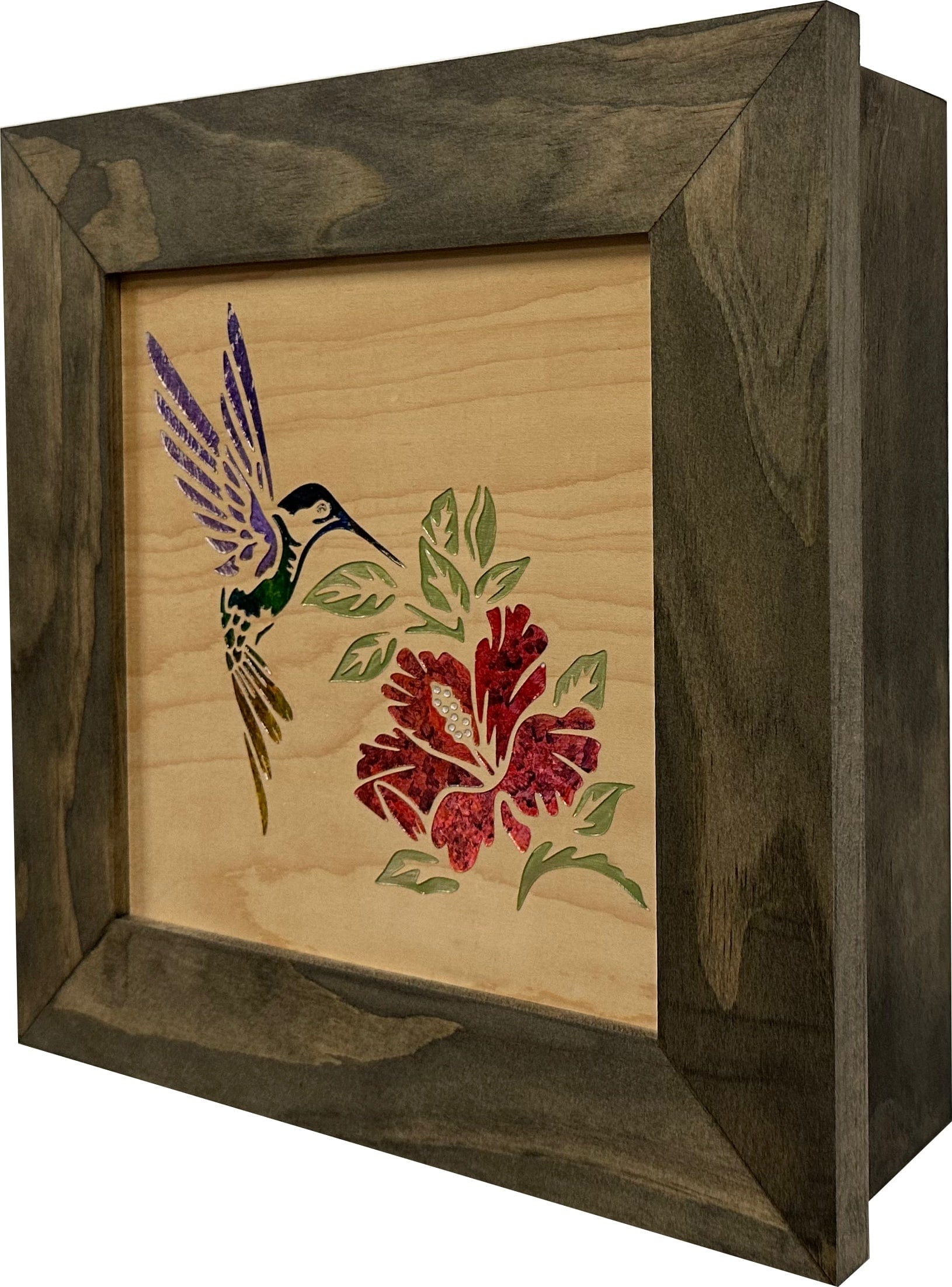 Decorative Wooden Gun Safe with Hummingbird and Hibiscus Armadillo Safe and Vault