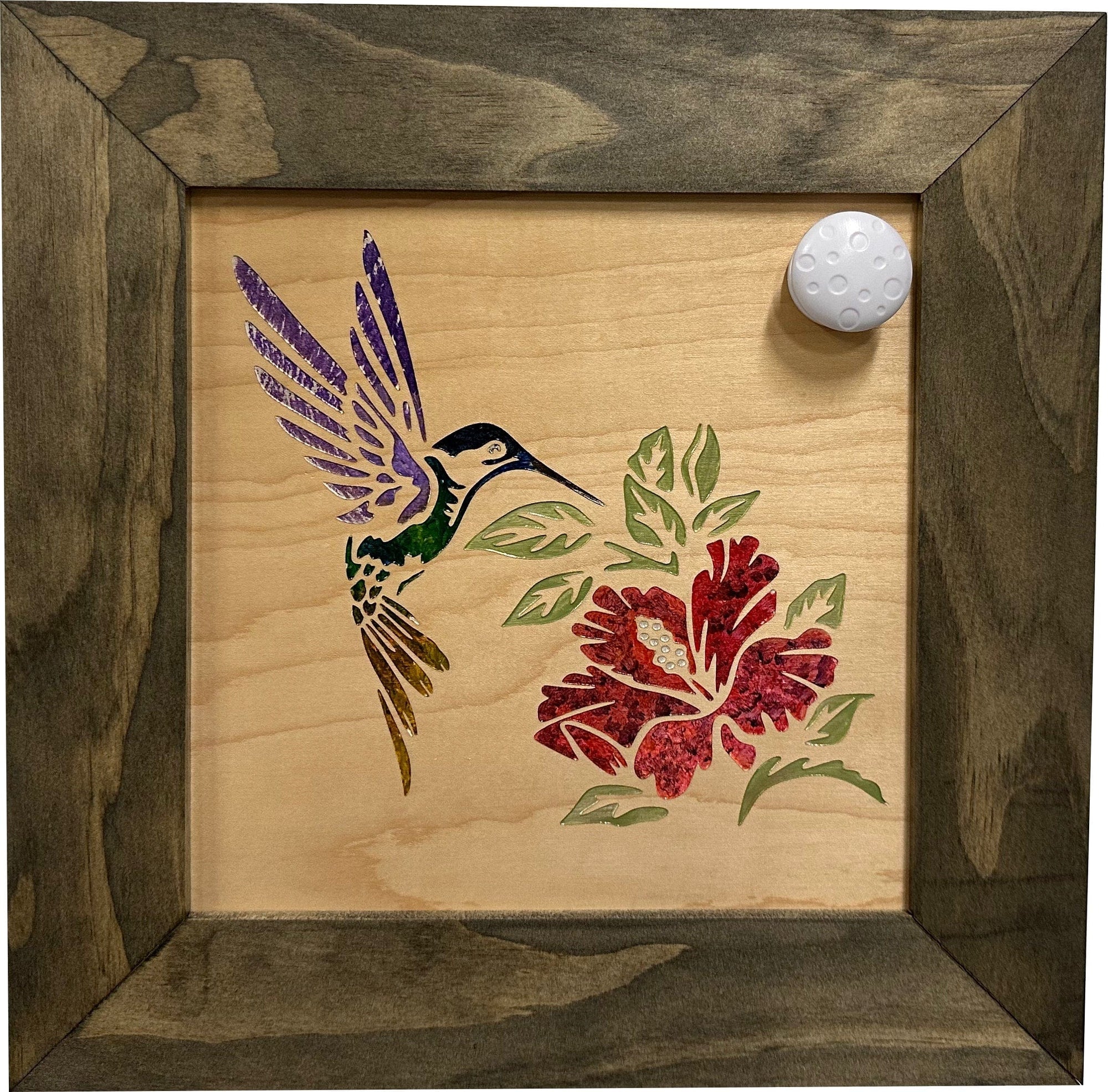 Decorative Wooden Gun Safe with Hummingbird and Hibiscus Armadillo Safe and Vault