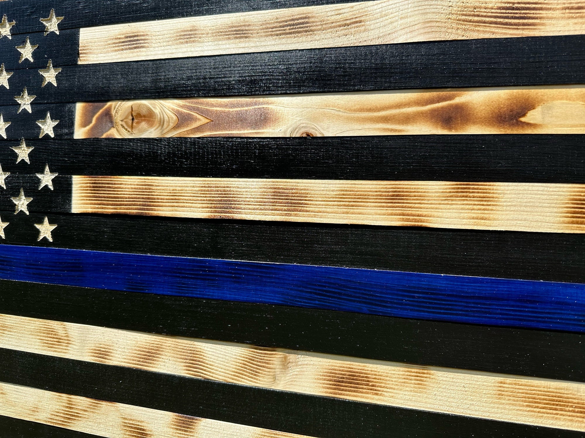 Large Blue Line American Flag Hidden Gun Storage Cabinet (Blue Line) Armadillo Safe and Vault