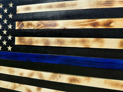 Large Blue Line American Flag Hidden Gun Storage Cabinet (Blue Line) Armadillo Safe and Vault