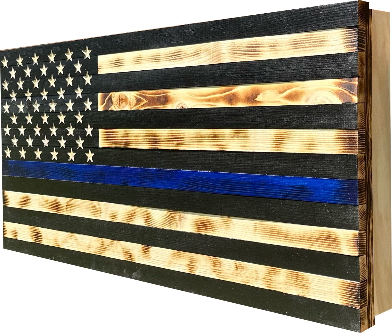 Large Blue Line American Flag Hidden Gun Storage Cabinet (Blue Line) Armadillo Safe and Vault