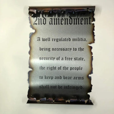 Metal Art of Wisconsin Burnt Steel 2nd Amendment Scroll Armadillo Safe and Vault