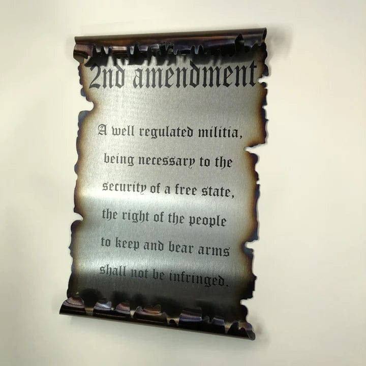 Metal Art of Wisconsin Burnt Steel 2nd Amendment Scroll Armadillo Safe and Vault