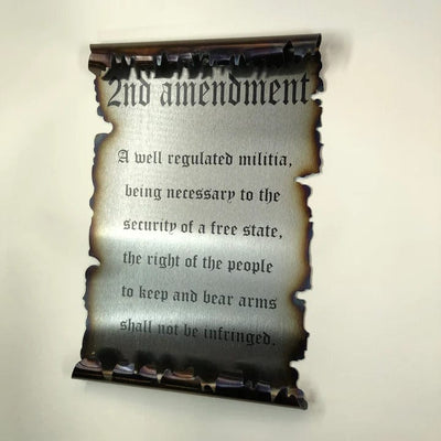 Metal Art of Wisconsin Burnt Steel 2nd Amendment Scroll Armadillo Safe and Vault