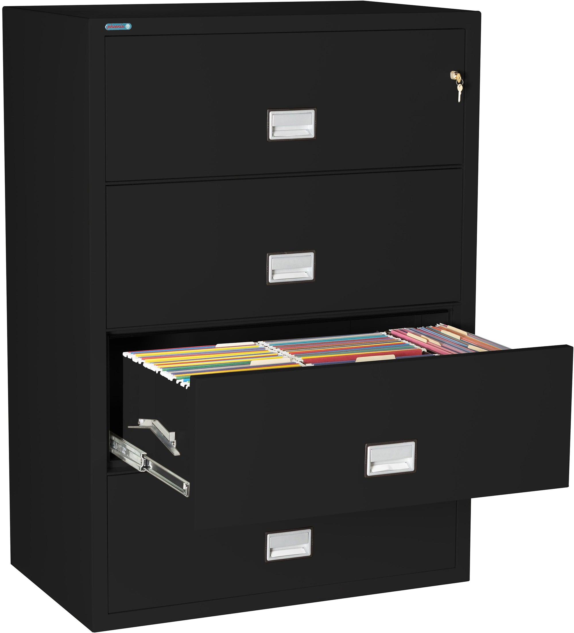 Phoenix LAT4W38 Lateral 38 inch 4-Drawer Fireproof File Cabinet with Water Seal Armadillo Safe and Vault