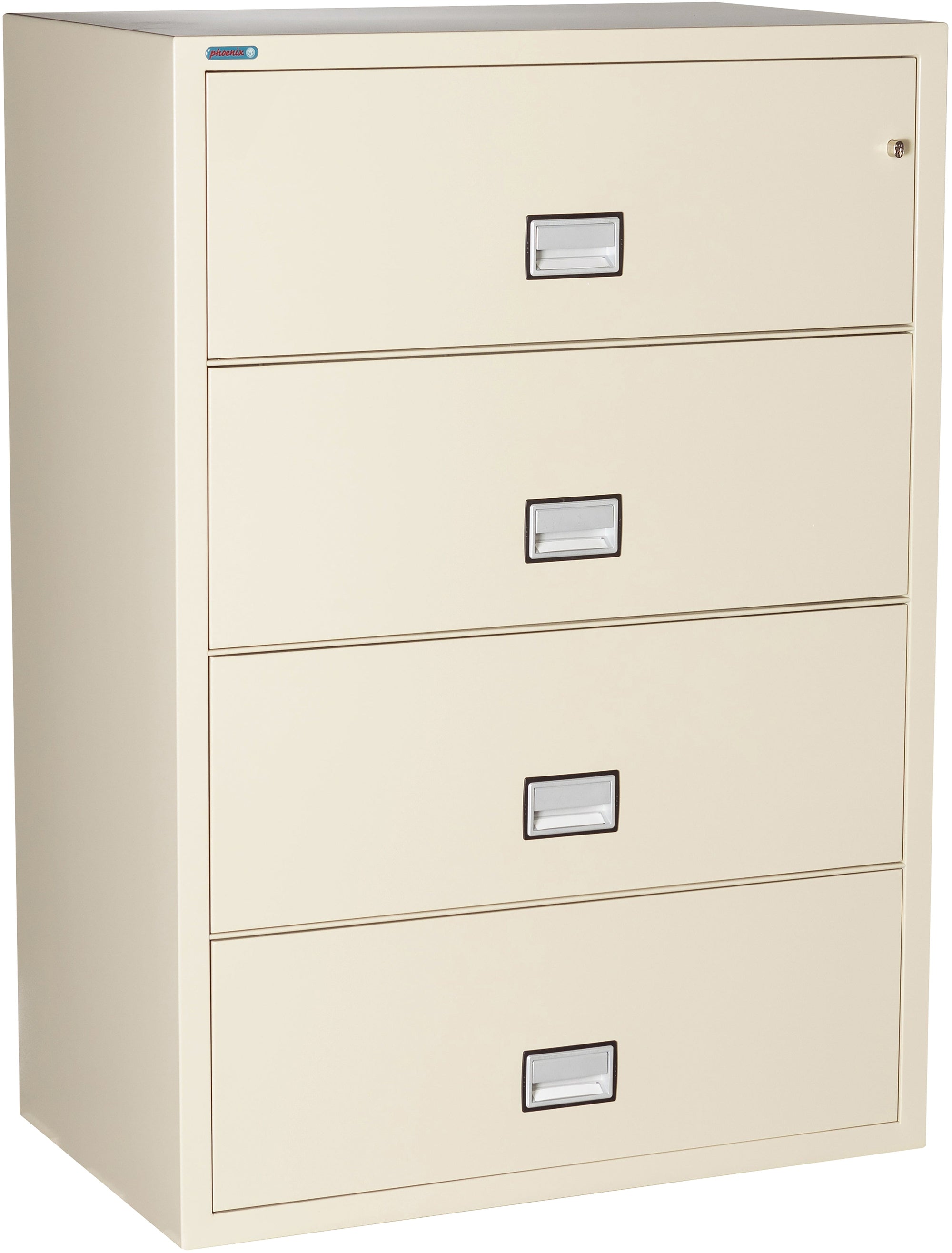 Phoenix LAT4W38 Lateral 38 inch 4-Drawer Fireproof File Cabinet with Water Seal Armadillo Safe and Vault