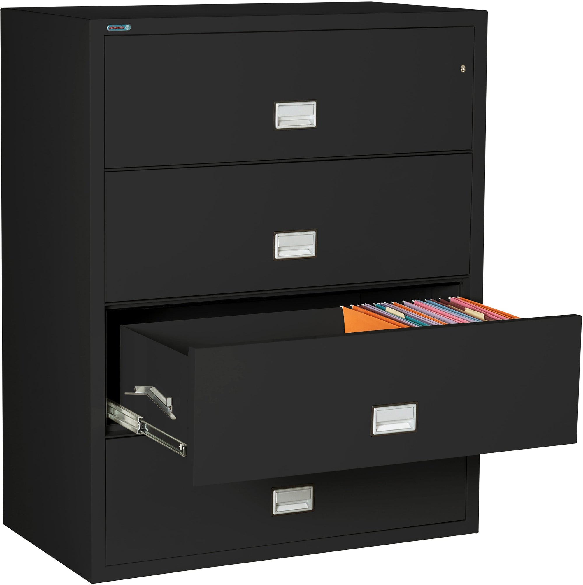 Phoenix LAT4W44 Lateral 44 inch 4-Drawer Fireproof File Cabinet with Water Seal Armadillo Safe and Vault