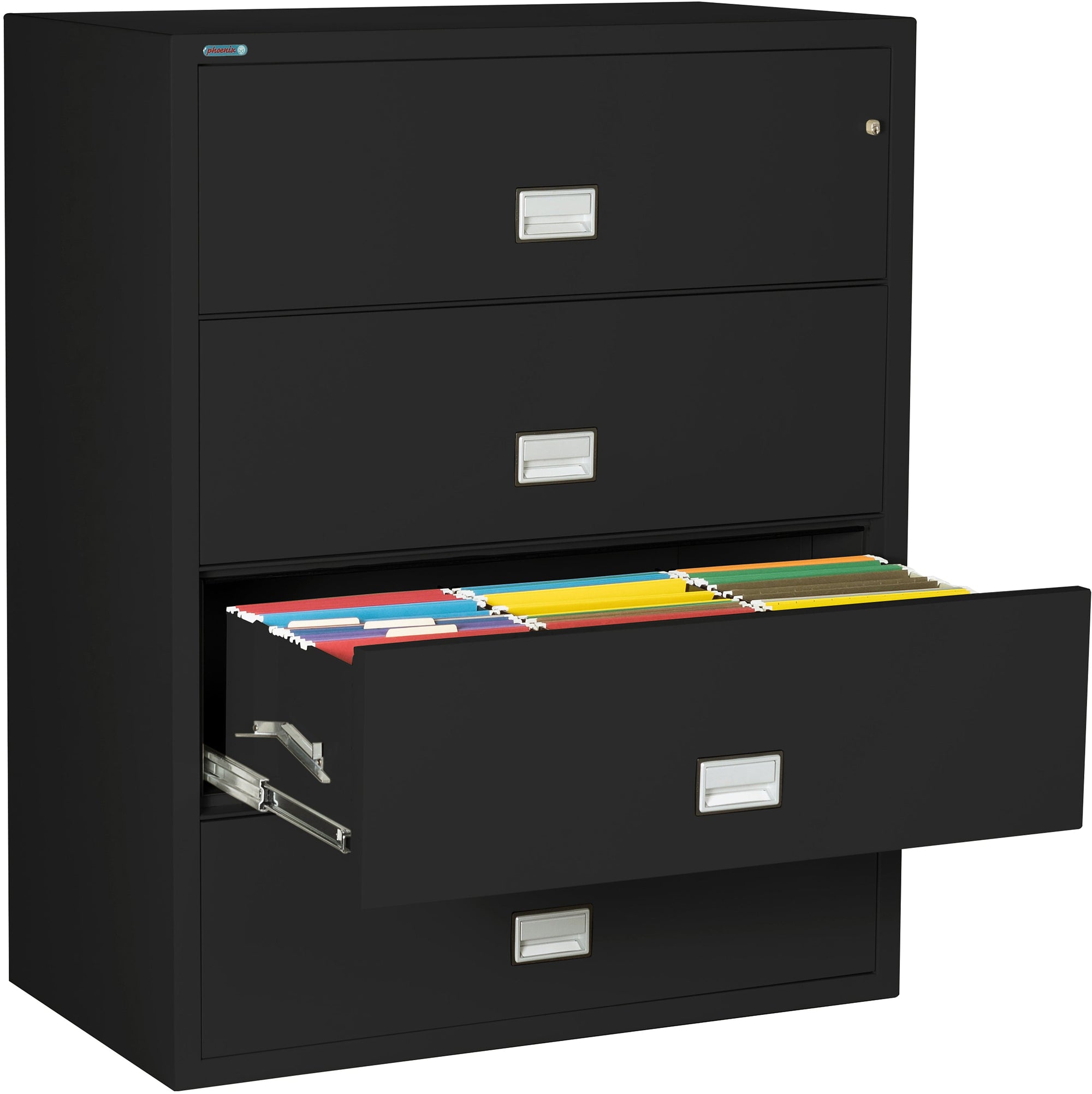 Phoenix LAT4W44 Lateral 44 inch 4-Drawer Fireproof File Cabinet with Water Seal Armadillo Safe and Vault