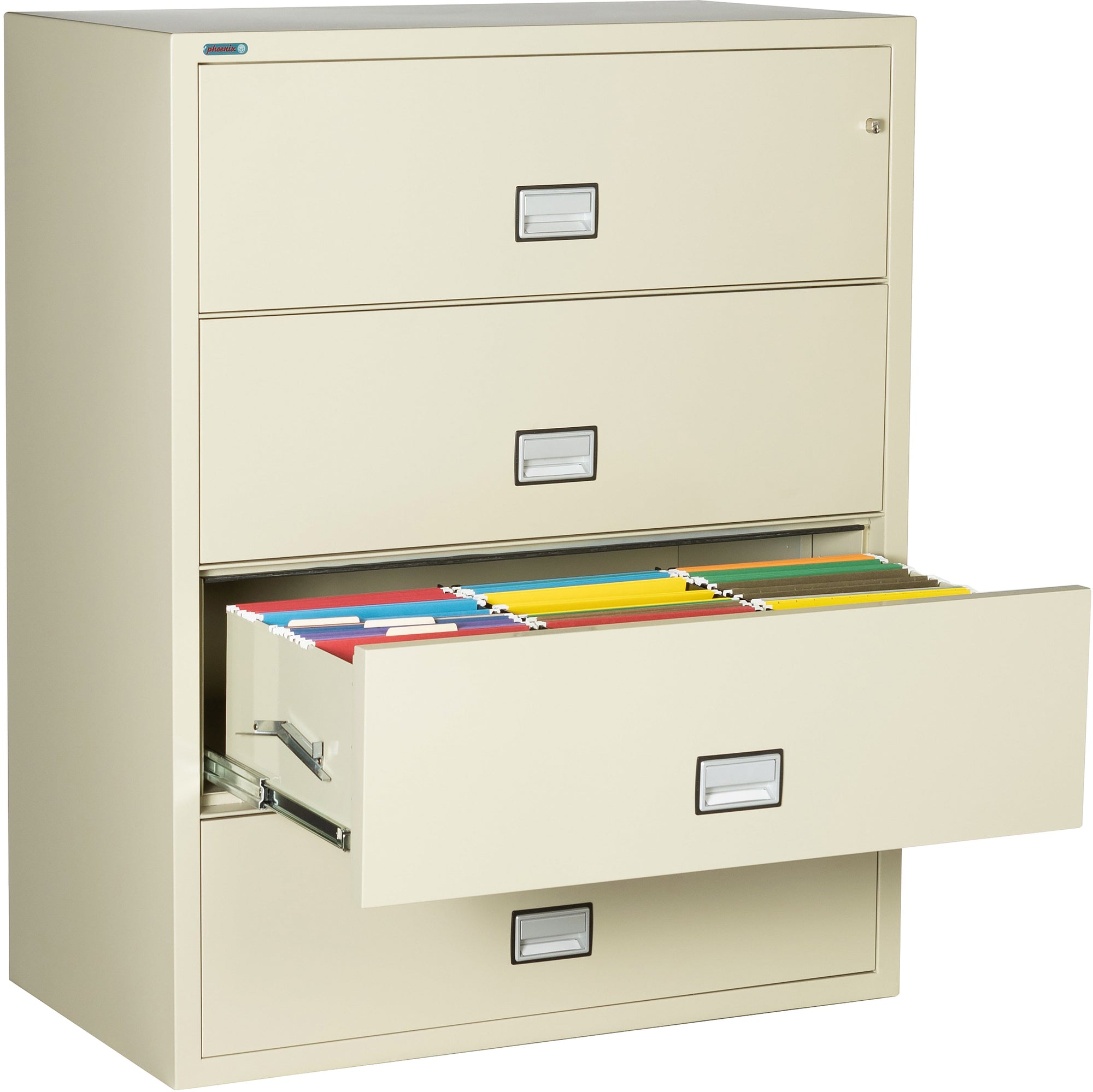 Phoenix LAT4W44 Lateral 44 inch 4-Drawer Fireproof File Cabinet with Water Seal Armadillo Safe and Vault