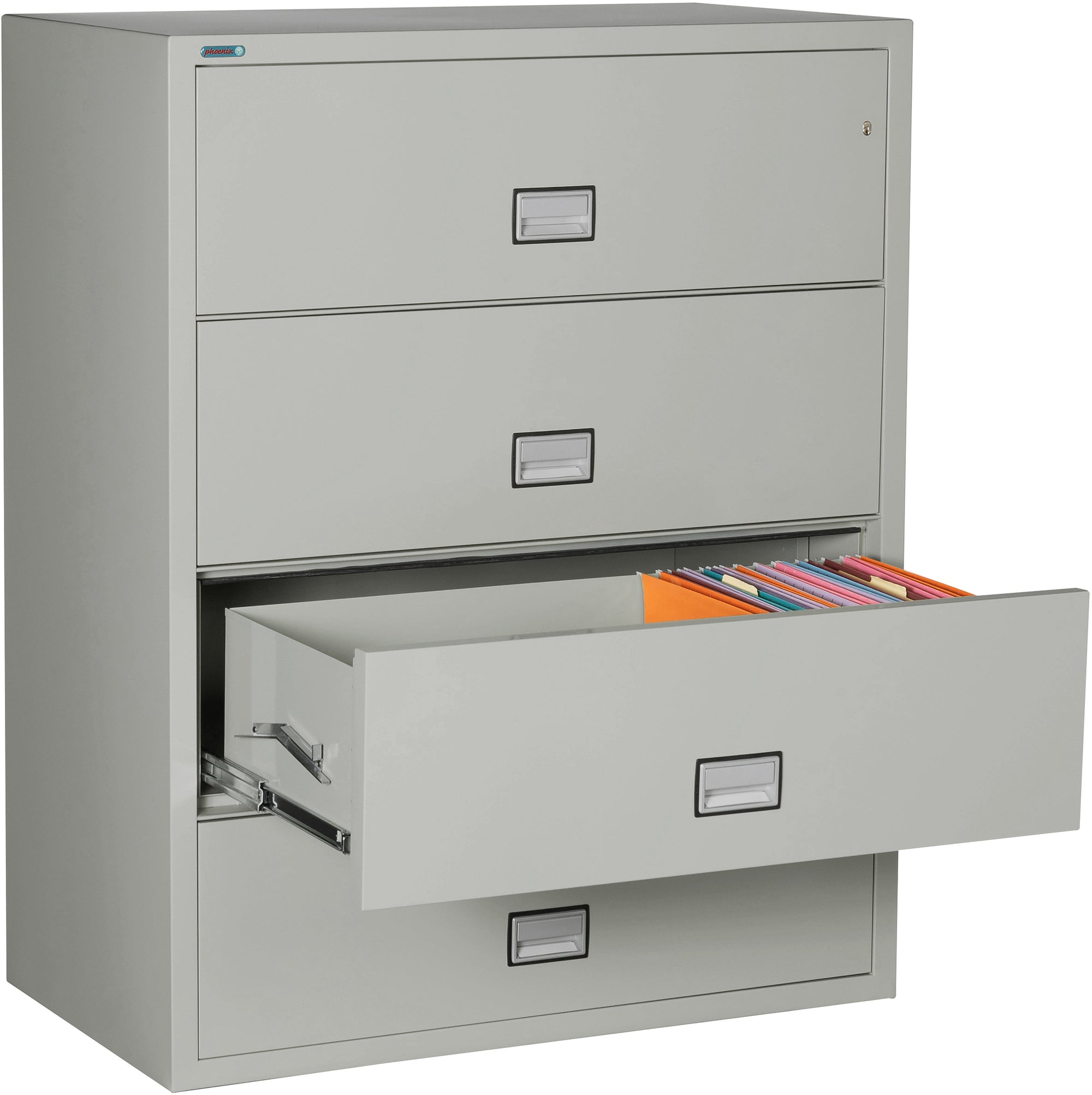 Phoenix LAT4W44 Lateral 44 inch 4-Drawer Fireproof File Cabinet with Water Seal Armadillo Safe and Vault