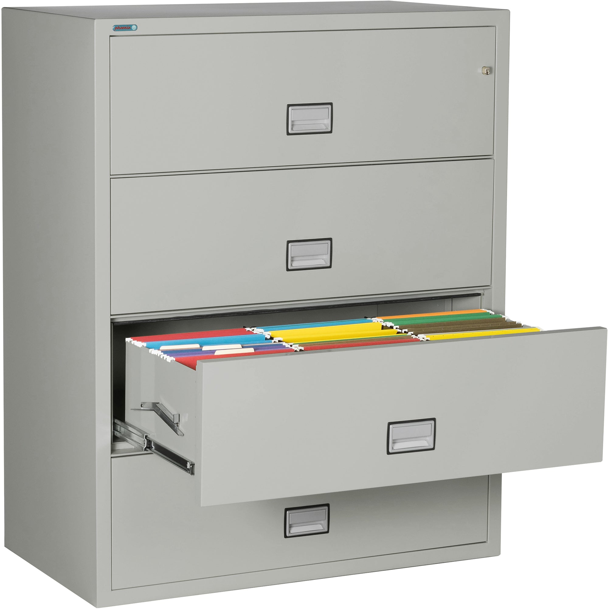 Phoenix LAT4W44 Lateral 44 inch 4-Drawer Fireproof File Cabinet with Water Seal Armadillo Safe and Vault