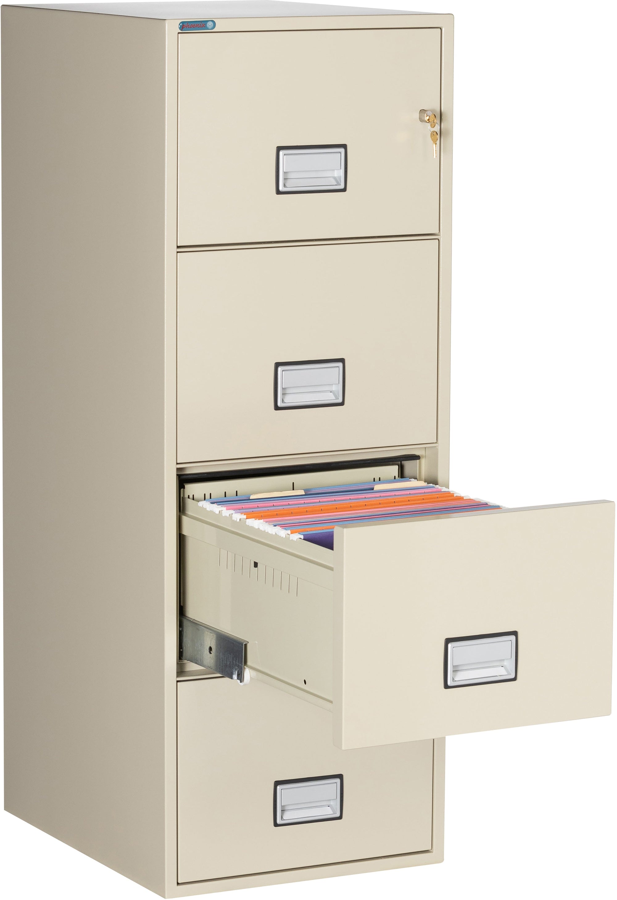 Phoenix LGL4W25 Vertical 25 inch 4-Drawer Legal Fireproof File Cabinet with Water Seal Armadillo Safe and Vault