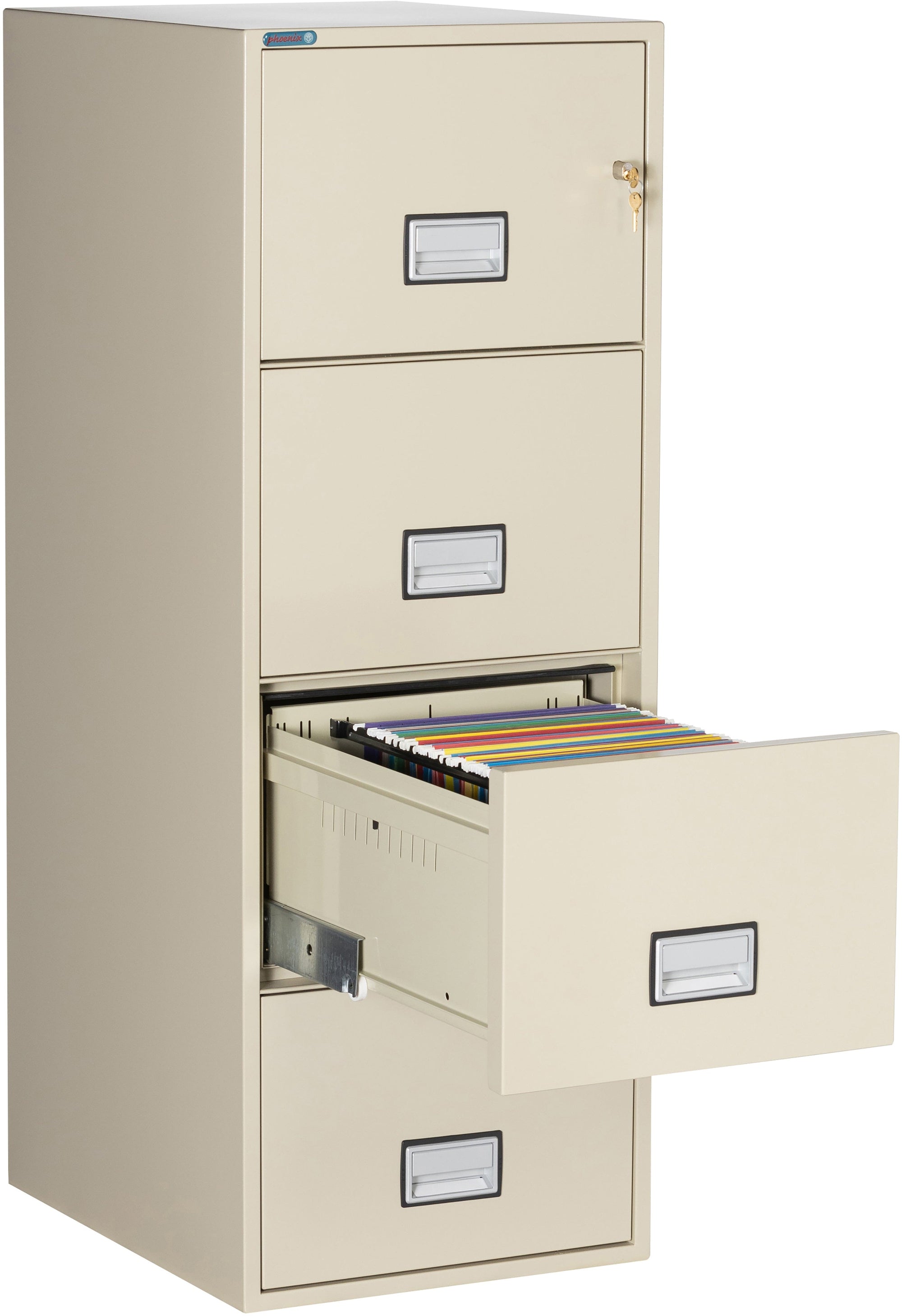 Phoenix LGL4W25 Vertical 25 inch 4-Drawer Legal Fireproof File Cabinet with Water Seal Armadillo Safe and Vault