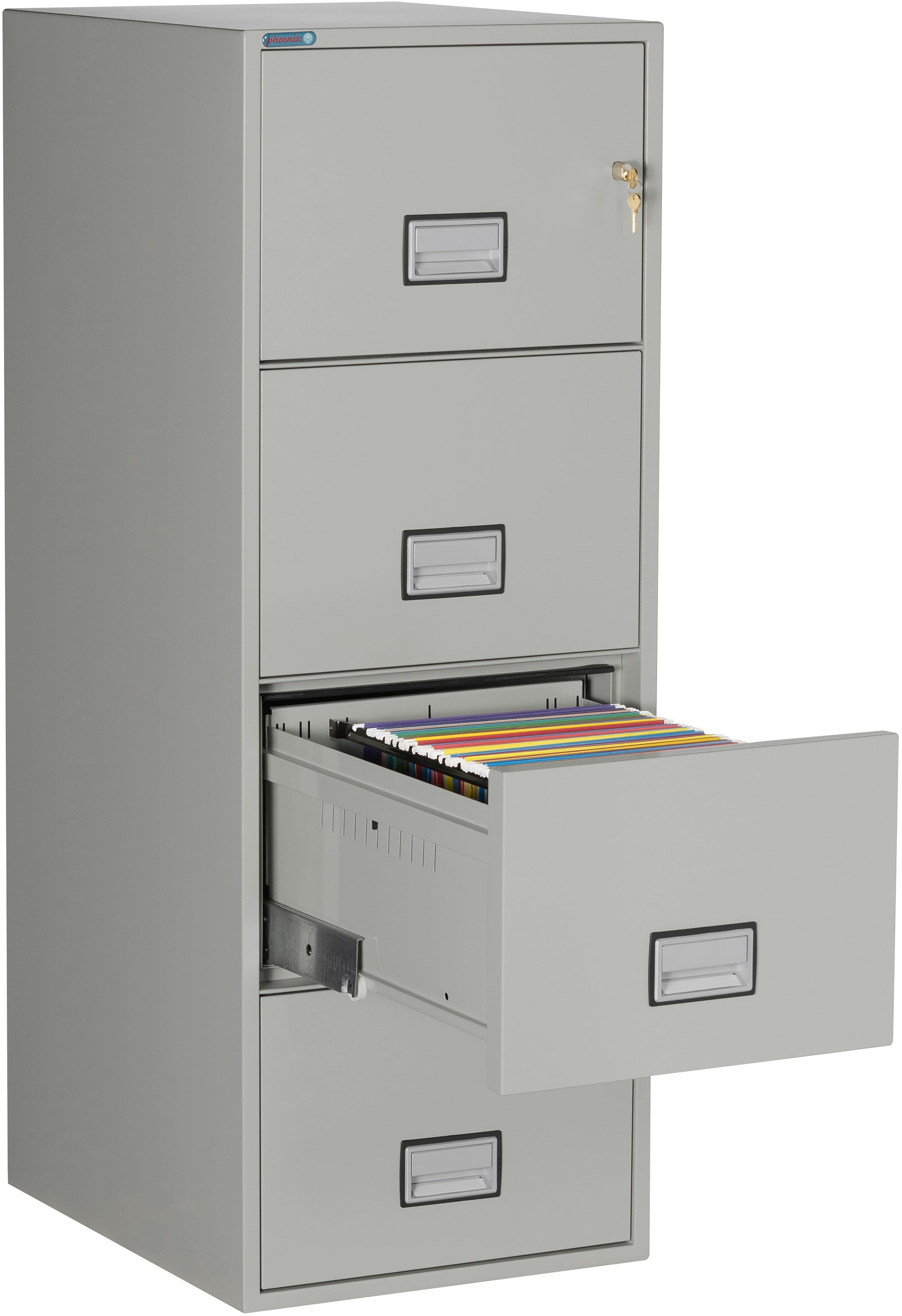 Phoenix LGL4W25 Vertical 25 inch 4-Drawer Legal Fireproof File Cabinet with Water Seal Armadillo Safe and Vault