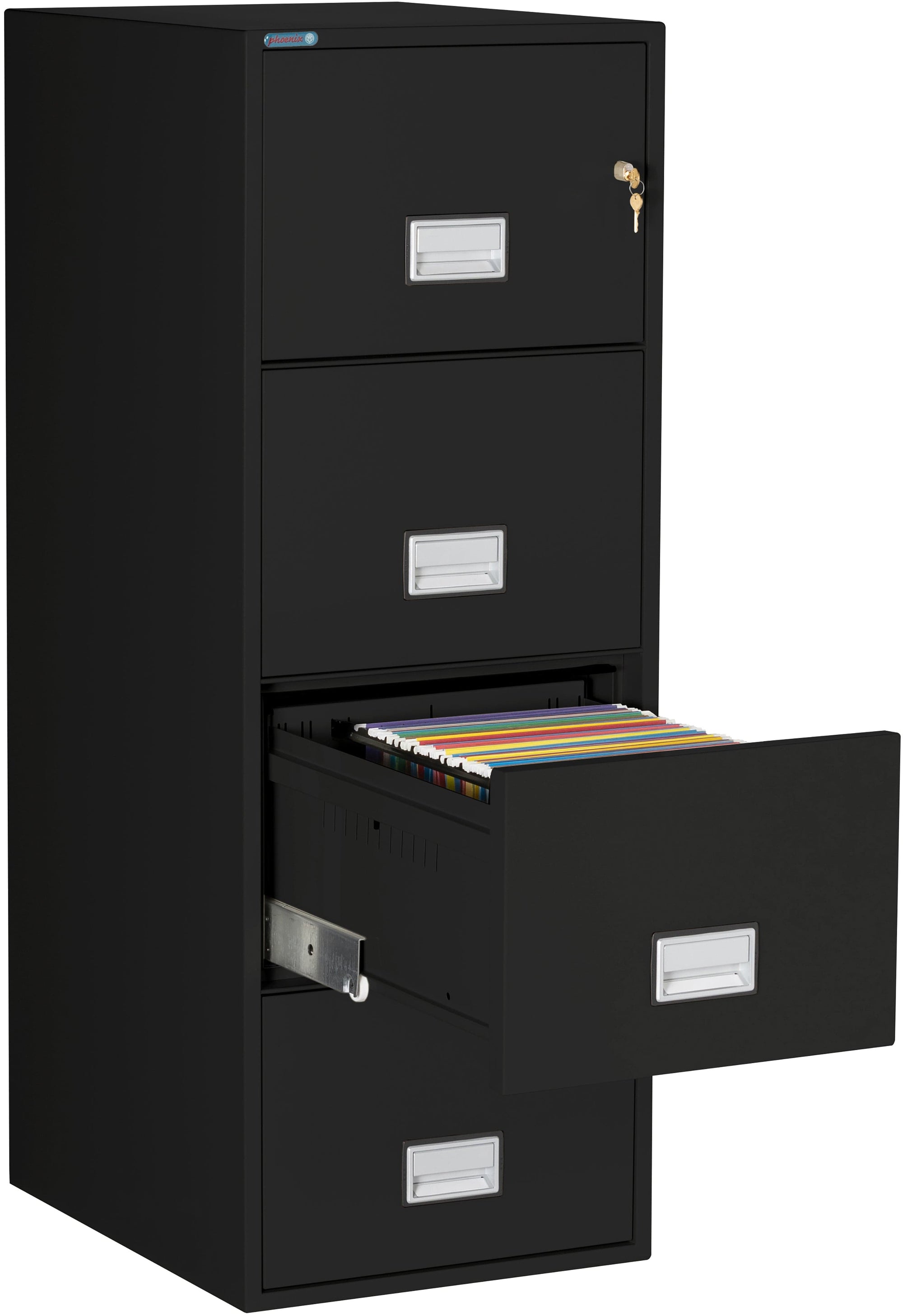 Phoenix LGL4W25 Vertical 25 inch 4-Drawer Legal Fireproof File Cabinet with Water Seal Armadillo Safe and Vault
