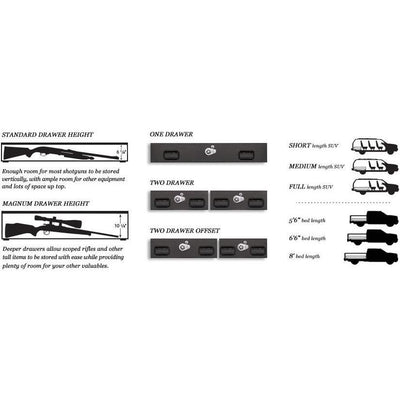 EXTREME TruckVault Mid size PICKUP (<44 wide) 2 drawer Armadillo Safe and Vault