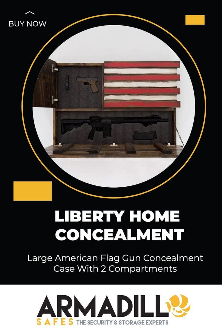 Liberty Home Large American Flag Gun Concealment Case With 2 Compartments Armadillo Safe and Vault