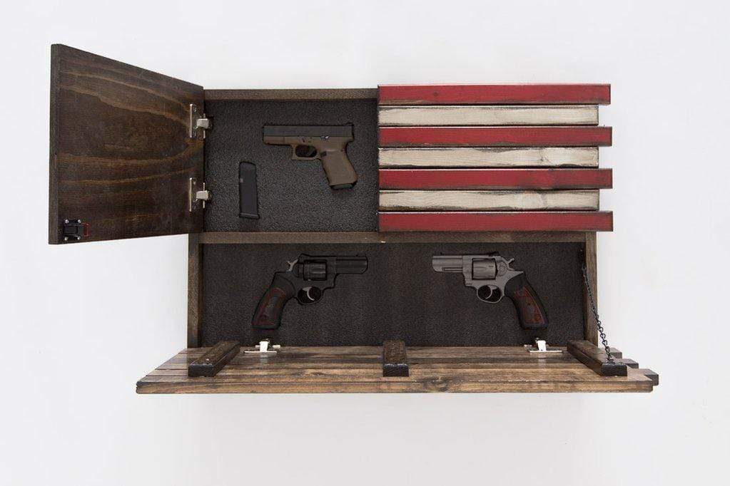 Liberty Home Small American Flag Gun Concealment Case with 2 Compartments Armadillo Safe and Vault