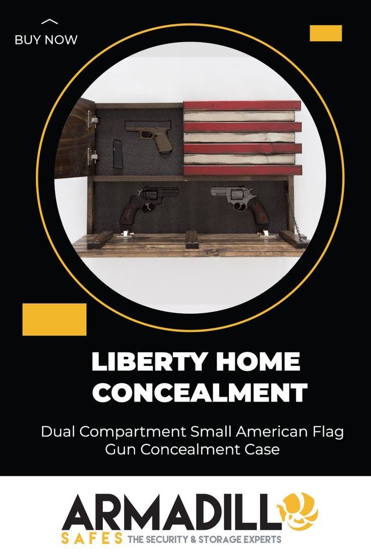 Liberty Home Small American Flag Gun Concealment Case with 2 Compartments Armadillo Safe and Vault