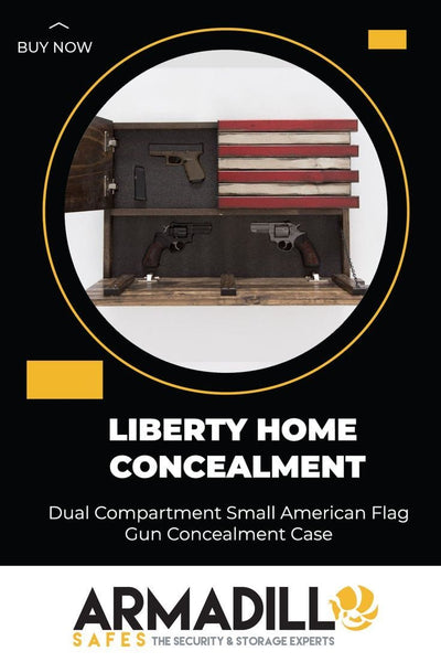 Liberty Home Small American Flag Gun Concealment Case with 2 Compartments Armadillo Safe and Vault