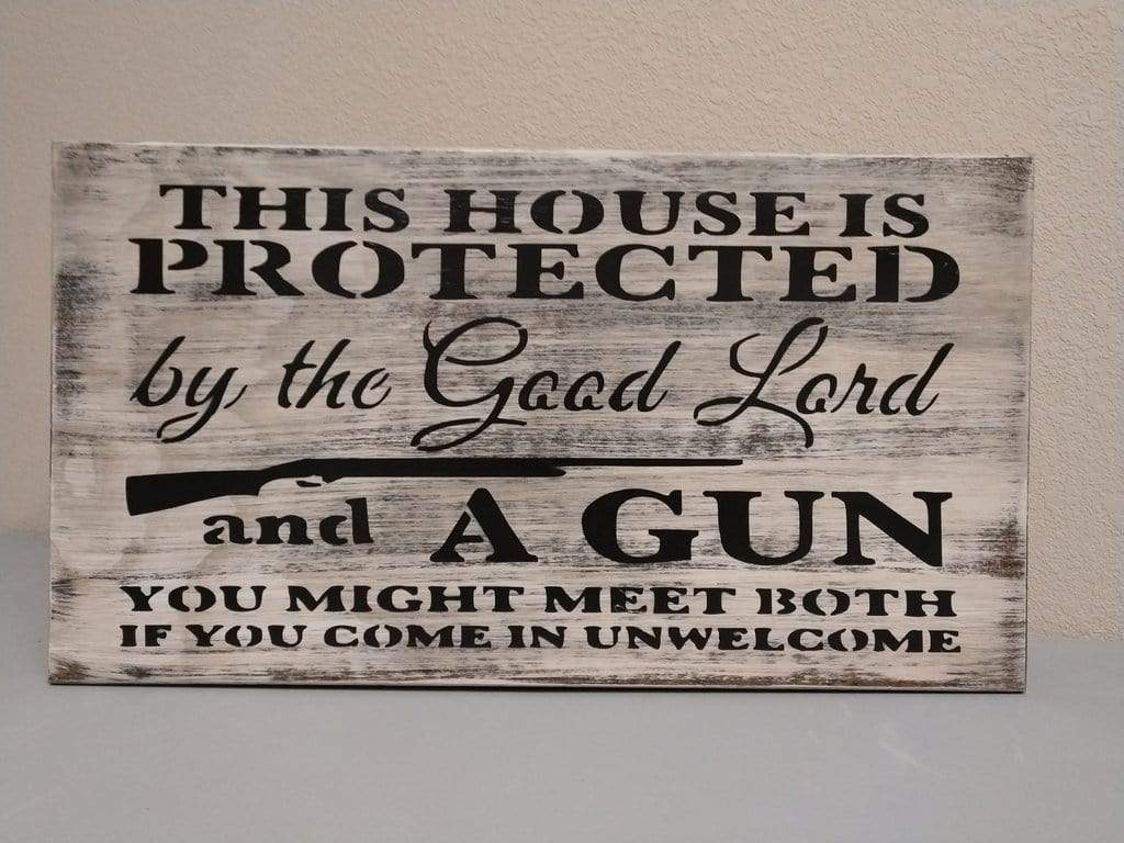 Liberty Home "This House Is Protected" Mini Gun Storage Sign Armadillo Safe and Vault