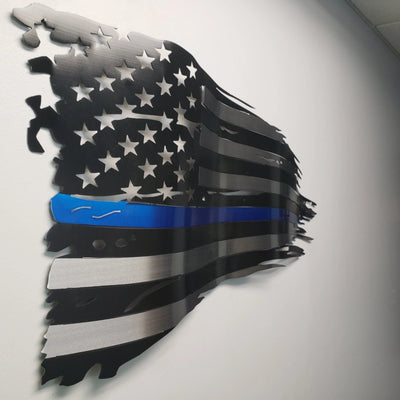 Metal Art of Wisconsin Blue Line Old Glory Armadillo Safe and Vault