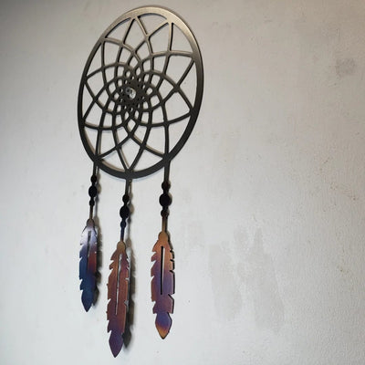 Metal Art of Wisconsin Dream Catcher with Heat Treated Feathers Armadillo Safe and Vault