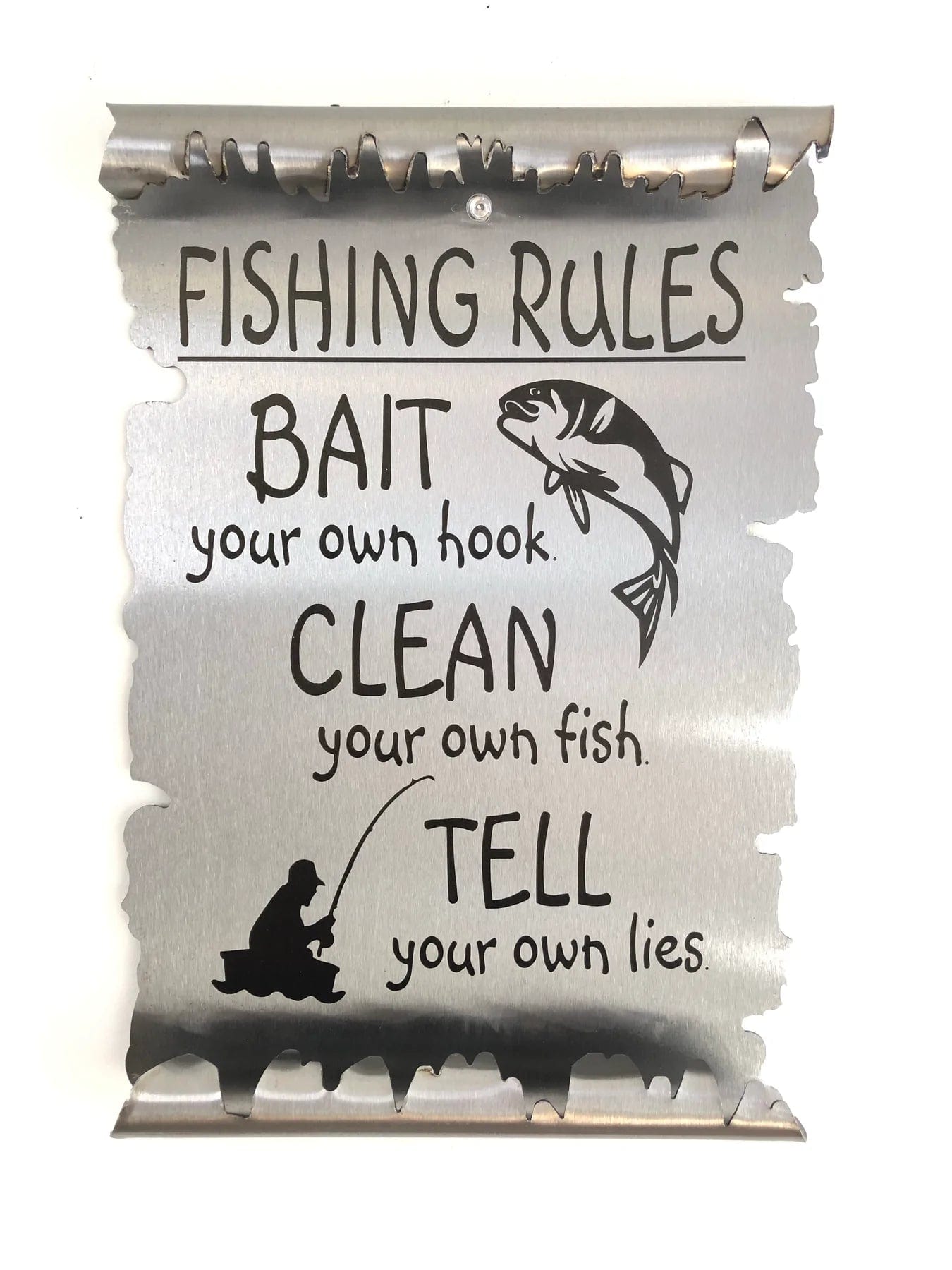 Metal Art of Wisconsin Fishing Rules Metal Scroll Armadillo Safe and Vault