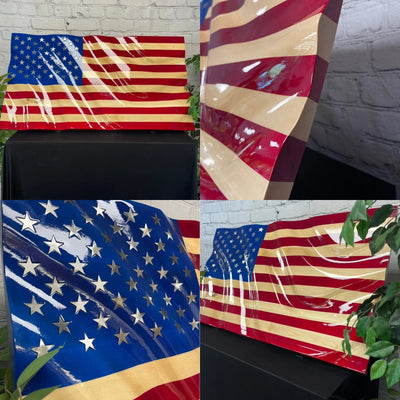Metal Art of Wisconsin Maple / Inlaid Steel Stars Painted Butcher Block Armadillo Safe and Vault