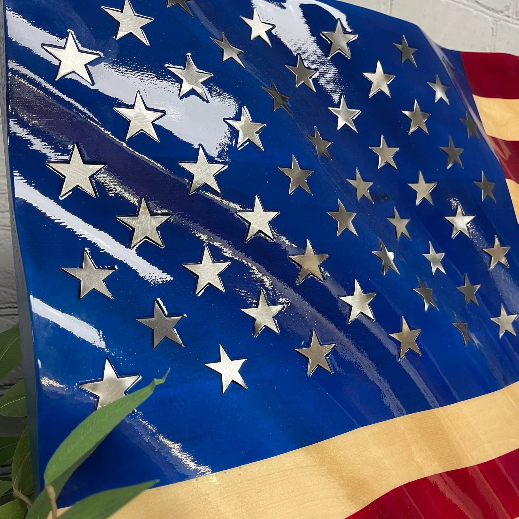Metal Art of Wisconsin Maple / Inlaid Steel Stars Painted Butcher Block Armadillo Safe and Vault