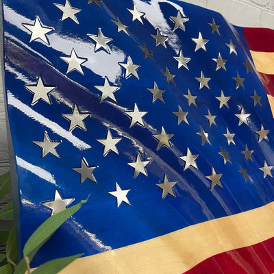 Metal Art of Wisconsin Maple / Inlaid Steel Stars Painted Butcher Block Armadillo Safe and Vault