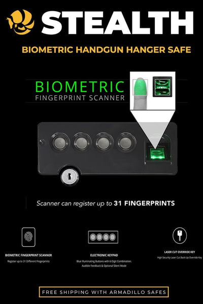 Stealth Biometric Handgun Hanger Safe Armadillo Safe and Vault