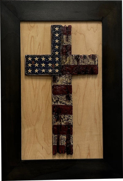 American Flag Cross Decorative Wall-Mounted Secure Gun Cabinet Armadillo Safe and Vault