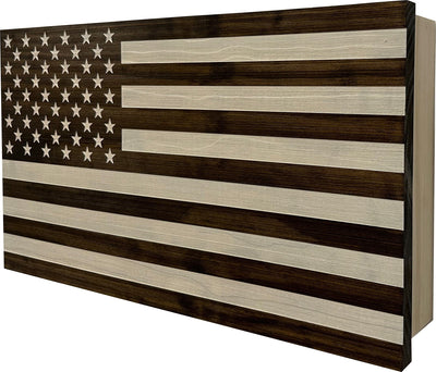 American Flag Decorative & Secure Wall-Mounted Gun Cabinet (Dark Walnut) Armadillo Safe and Vault