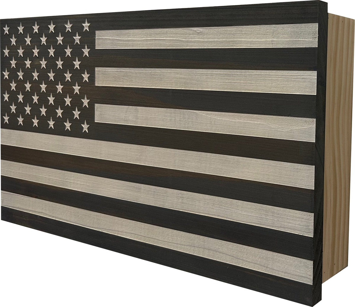 American Flag Decorative & Secure Wall-Mounted Gun Cabinet (Gray & White) Armadillo Safe and Vault