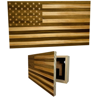 American Flag Decorative & Secure Wall-Mounted Gun Cabinet (Natural) Armadillo Safe and Vault