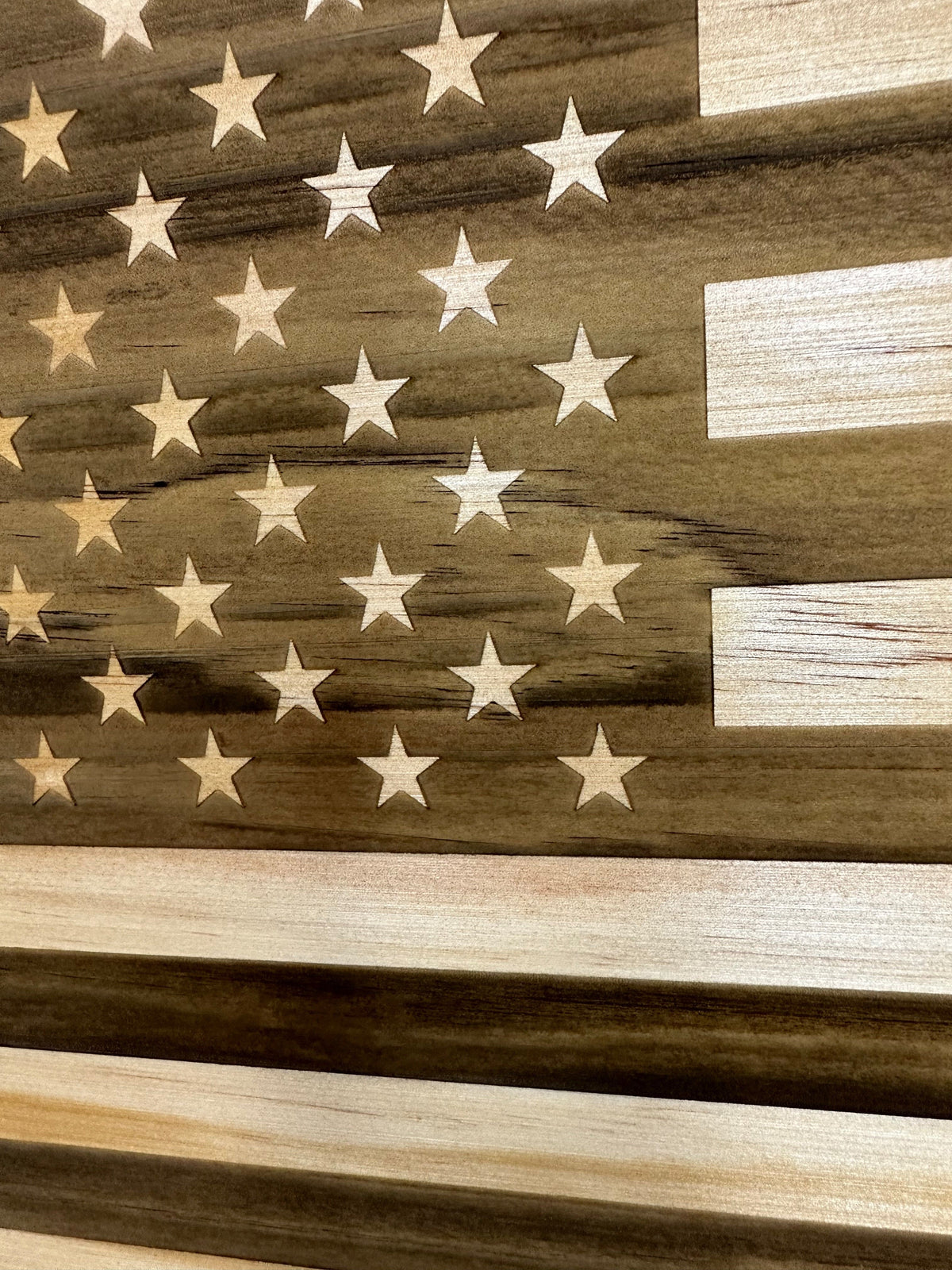 American Flag Decorative & Secure Wall-Mounted Gun Cabinet (Natural) Armadillo Safe and Vault