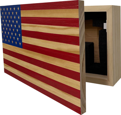 American Flag Decorative & Secure Wall-Mounted Gun Cabinet (Red & Blue) Armadillo Safe and Vault
