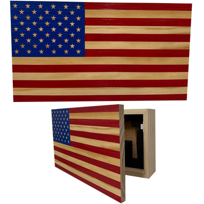 American Flag Decorative & Secure Wall-Mounted Gun Cabinet (Red & Blue) Armadillo Safe and Vault