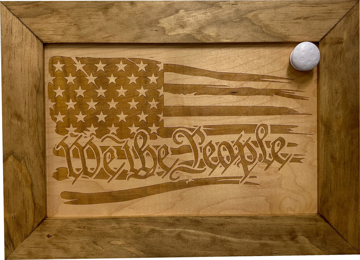American Flag Gun Cabinet We The People Decorative and Secure Hidden Gun Safe (Natural) Armadillo Safe and Vault