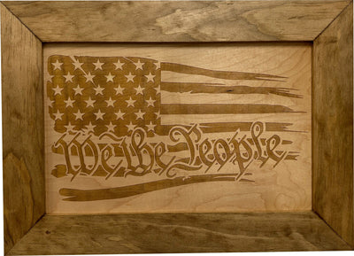 American Flag Gun Cabinet We The People Decorative and Secure Hidden Gun Safe (Natural) Armadillo Safe and Vault