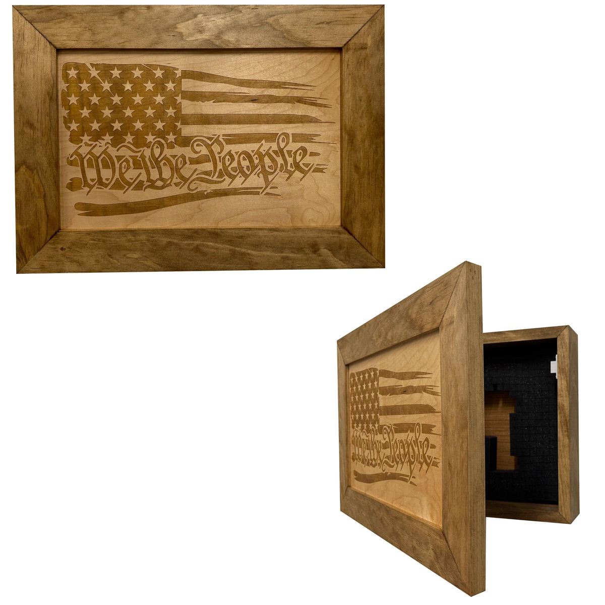 American Flag Gun Cabinet We The People Decorative and Secure Hidden Gun Safe (Natural) Armadillo Safe and Vault