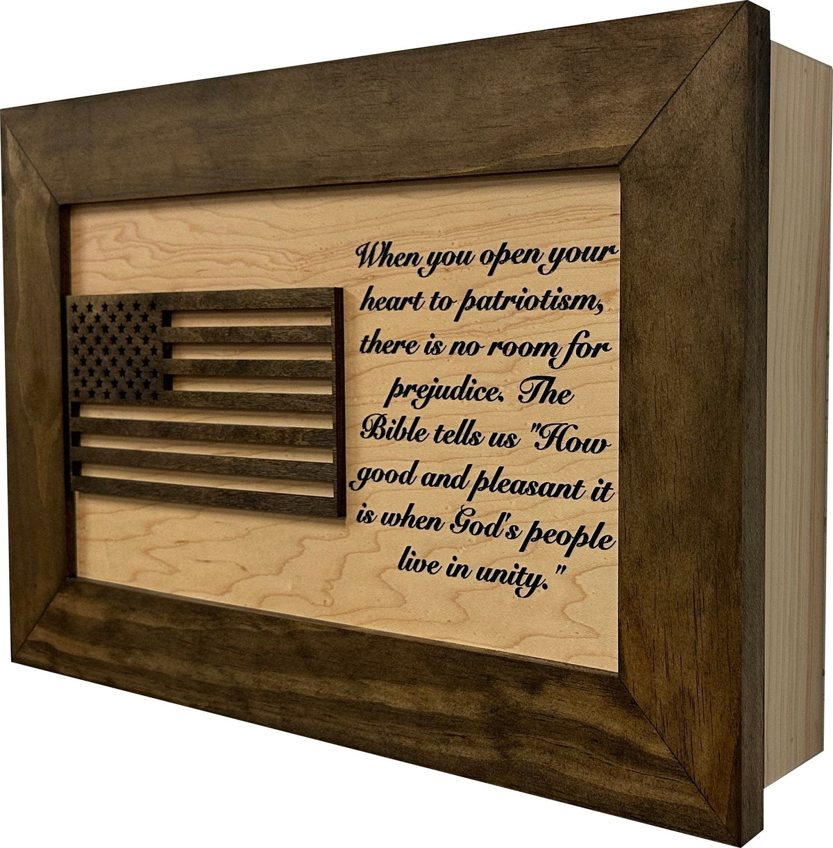 American Flag & Patriotism Decorative & Secure Wall-Mounted Gun Cabinet (Jacobean & Natural) Armadillo Safe and Vault